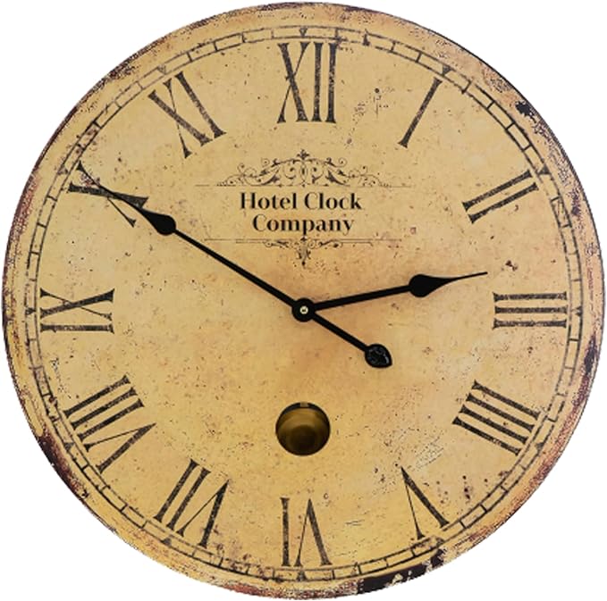 23 Inch Rustic Farmhouse Wall Clock, Solid Wood Silent Non-Ticking, Battery Operated Decorative Clock for Living Room, Kitchen, Bedroom, Office and Home Decor