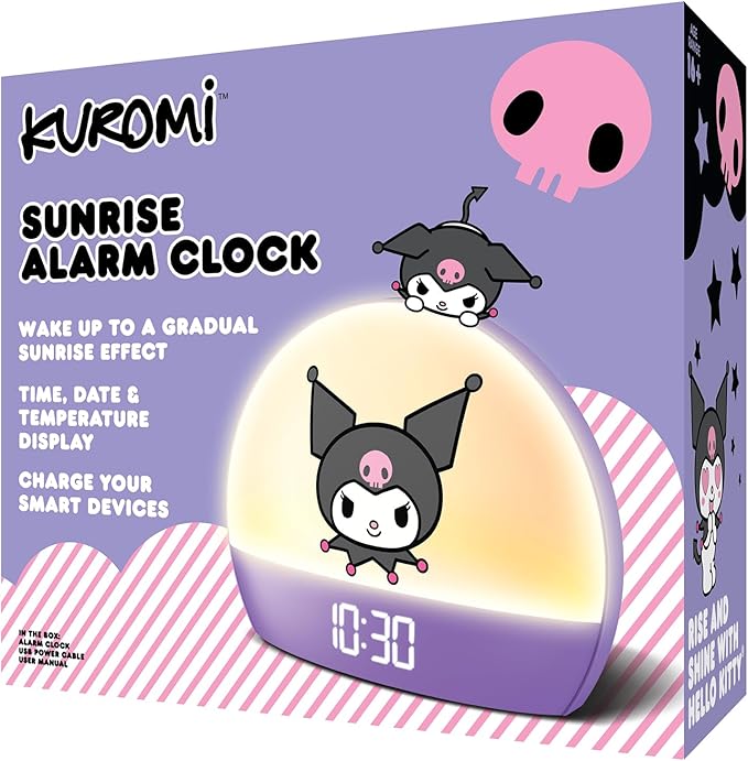 Hello Kitty Sunrise Alarm Clock - Multicolor Lights, USB Charging, LED Display, and Snooze Function
