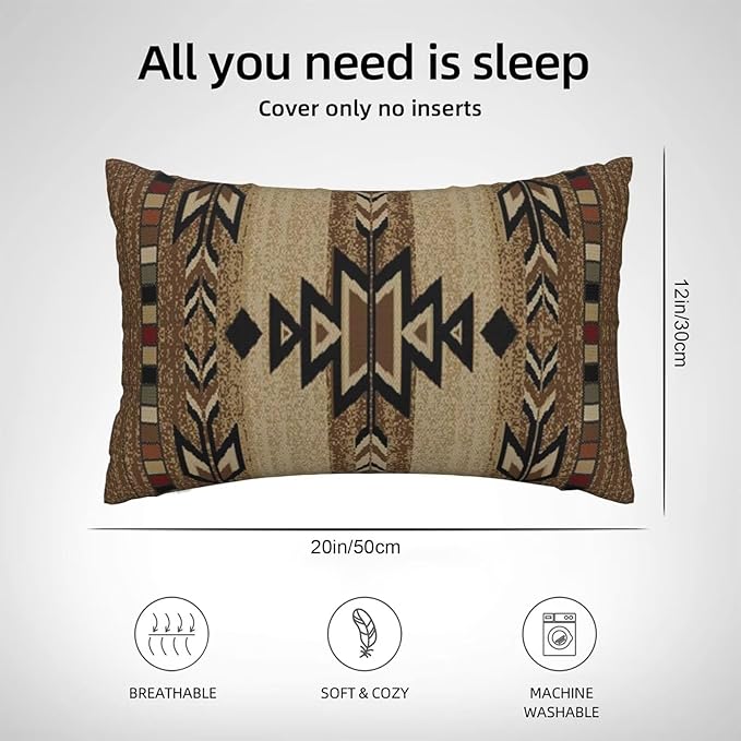 Boho Brown Carpet Throw Pillow Covers 12x20 Inch Set of 2, Rustic Tribal Decorative Throw Pillow Covers Antique Brown Linen Outdoor Cushion Cover for Sofa Couch Farmhouse Room Decor