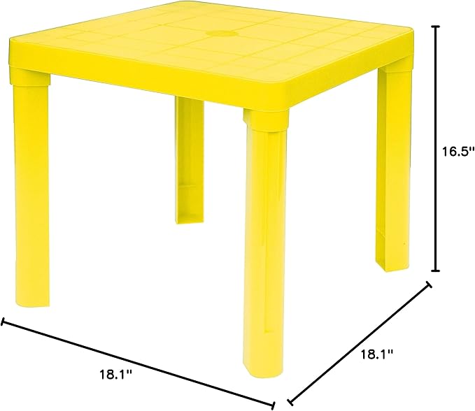 Baby Lulu Children's Light Poly Play Table - 18.1" x 18.1" - Storable - Made in Italy - Yellow