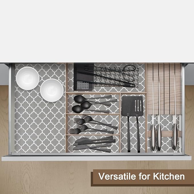 OcePor Non-Adhesive Drawer and Shelf Liner 17.5IN x 20FT，Non Slip Cabinet and Cupboard Liner, Kitchen Cabinet Liners for Shelves, Waterproof Drawer Shelf Liners for Cabinets/Bathroom Cupboard