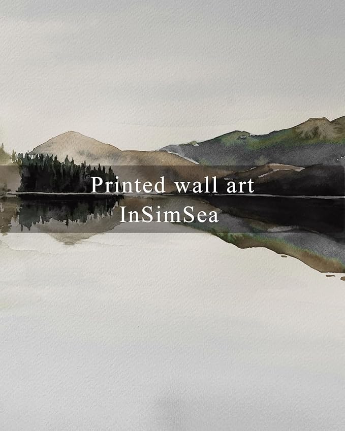 InSimSea Framed Wall Art for Living Room Mountain Reflection Decor Vintage Wall Art Mountain Range Nature Wilderness Art Decorative Rustic for Living Room Bedroom Office Wall Decor 9x11in