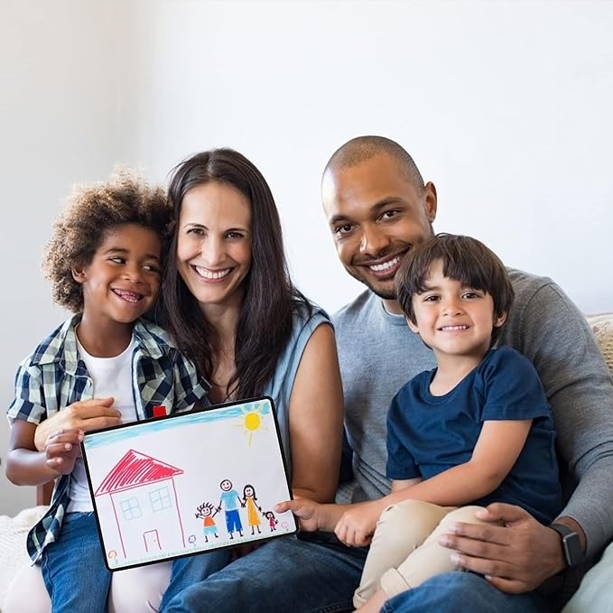 Portable Small White Board, 12" x 9" Magnetic Dry Erase Board with Stand, Desk Whiteboard for Kids Drawing, Comes with 1 Marker with Eraser for Clear, (Black)