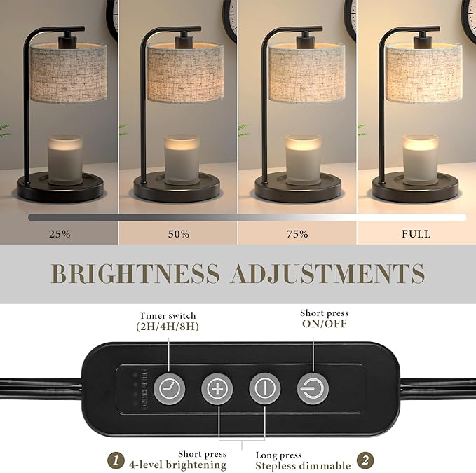 Black Candle Warmer Lamp with Timer Dimmer, Electric Candle Warmer Wax Heater, Birthday Gifts for Women Her Mom, House Warming Gifts New Home