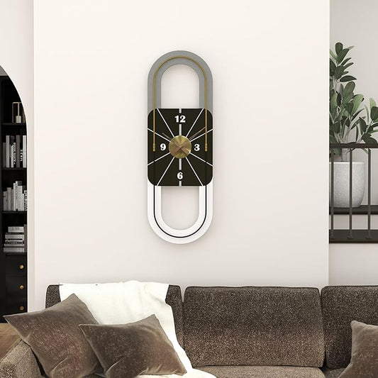34x11 Inch Modern Wall Clock Battery Operated, Silent Non-Ticking Decorative Clocks for Living Room, Bedroom, Kitchen, Office Home Décor