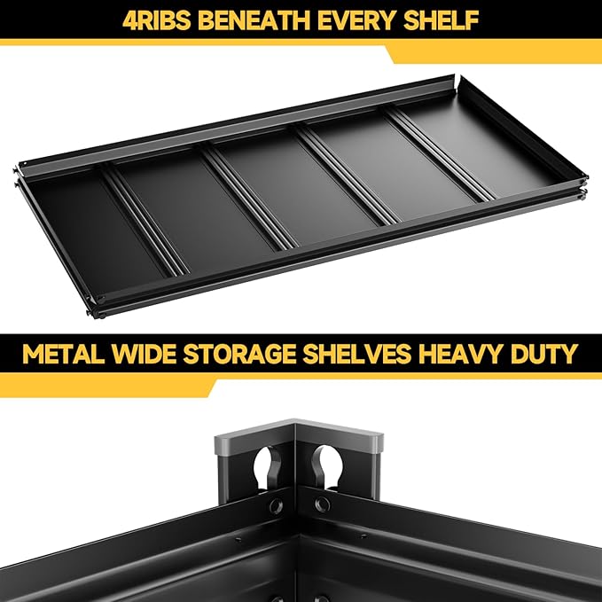 5-Tier 40" W X 20" D X 72" H Storage Shelves 2800LBS Metal Garage Shelving Adjustable Heavy Duty Shelving Basement Industrial Garage Shelf Rack(Black)