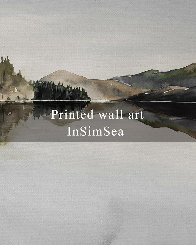 InSimSea Framed Wall Art for Living Room Mountain Reflection Decor Vintage Wall Art Mountain Range Nature Wilderness Art Decorative Rustic for Living Room Bedroom Office Wall Decor 12x16in