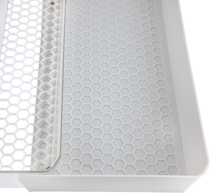 Spectrum Diversified Hexa Expandable Divided Drawer Organizer Tray Modern Kitchen Cutlery, Utensil, Silverware Holder, Cabinet Storage, 13 x 16, Clear Frost/Stone Gray