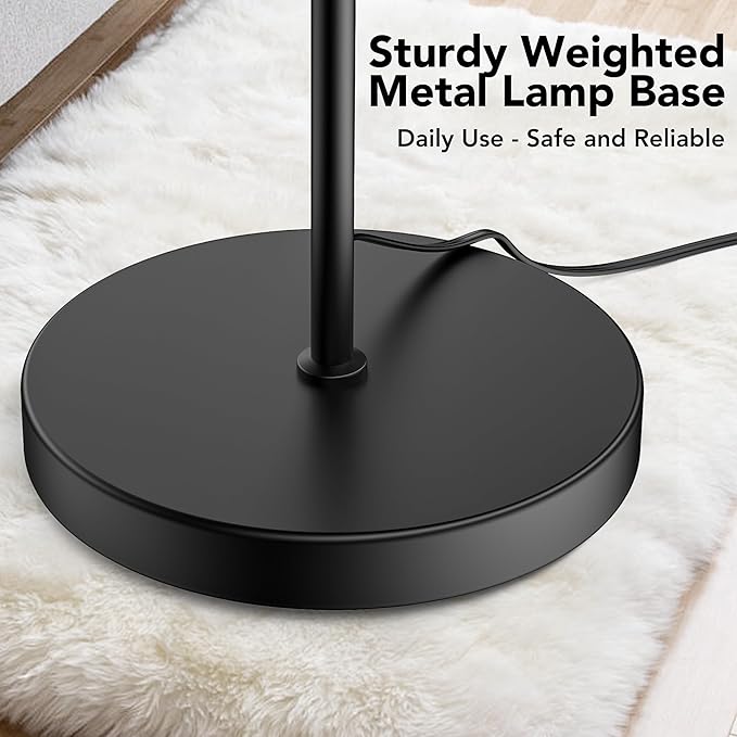 QiMH Industrial Floor Lamp with Light Bulb,Metal Tall Standing Lamp,Tall Modern Black Led Floor Lamp for Home Decor Bedroom Reading Office, Black