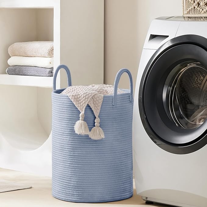 Laundry Hamper Basket, Woven 58L Tall Laundry Basket for Blanket Organizer- Nursery Hamper for Bedroom And Bathroom Storage