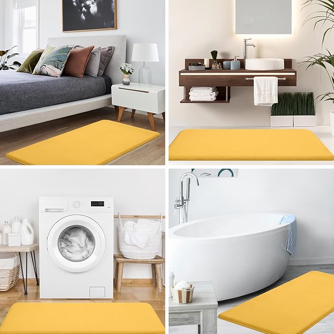 Smiry Memory Foam Bath Mat 36x24, Extra Soft and Absorbent Bathroom Mats, Non Slip Washable Carpet for Floor, Shower and Tub, Yellow