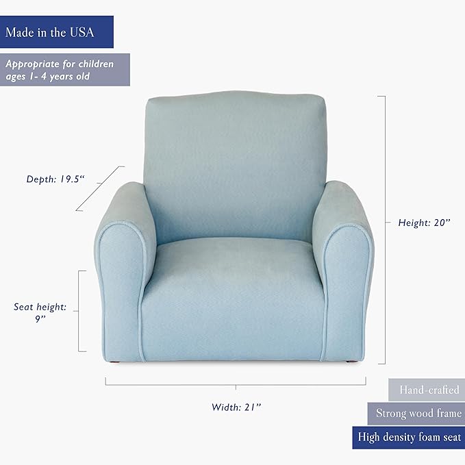 Kid Rocking Chair for Toddlers, Child Chair for Little Kids, Upholstered Toddler Armchair for Children, Comfy and Cute Little Kid Chairs (Rockers, Light Blue)