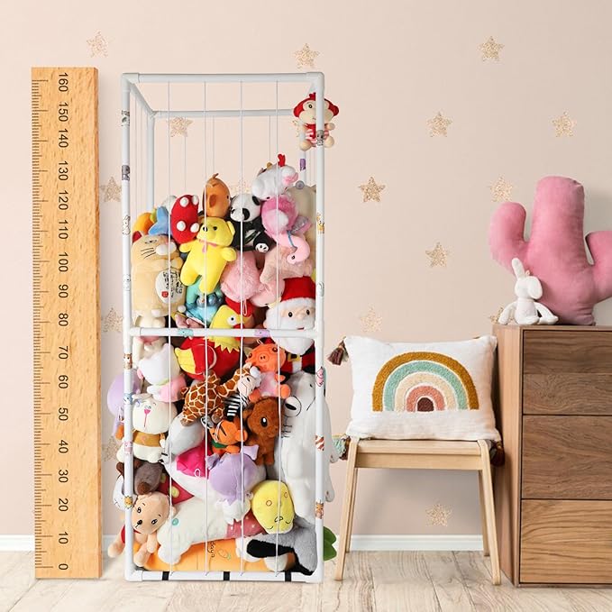 Extra Large Stuffed Animal Storage for Corner Organizer,Premium PVC Material with Elastic Cord Hold Up to 250 Plush Toys,Stuffed Zoo Animal Holder and Collection for Playroom