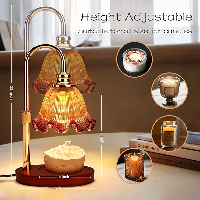 Candle Warmer Lamp with Timer Dimmable: Birthday Gifts for Women & Home Fall Decor for House Warming Gifts New Home– Wax Warmer Gifts for Mom - 3 Timer Modes, 4 Brightness Levels, Adjustable Height
