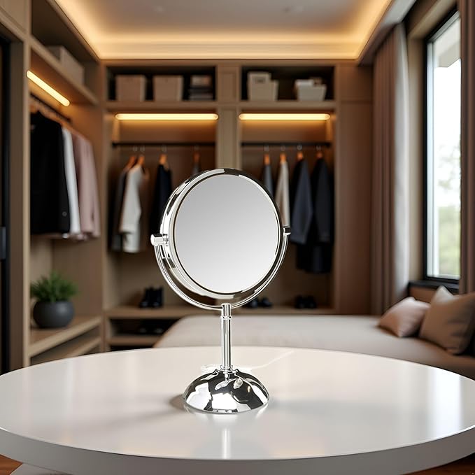 JERDON Lighted Makeup Mirror with Magnification - 1X and 8X Magnification - Chrome Finish - Model HL8808CL