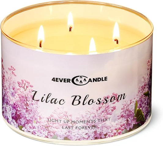 4-Wick Scented Candle - 18oz Soy Wax Blend Candle Over 50Hrs Long-Lasting Fragrance, Home Decor and Housewarming Gifts, Lilac Blossom