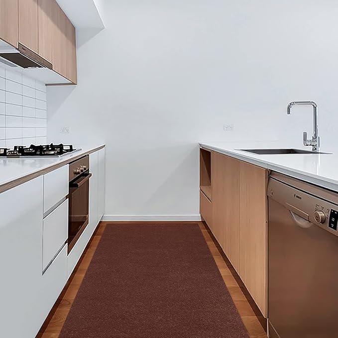 2' x 33' Runner Rugs with Rubber Backing, Indoor Outdoor Utility Carpet Runner Rugs, Chocolate Brown, Can Be Used as Aisle for The RV and Boat, Laundry Room and Balcony