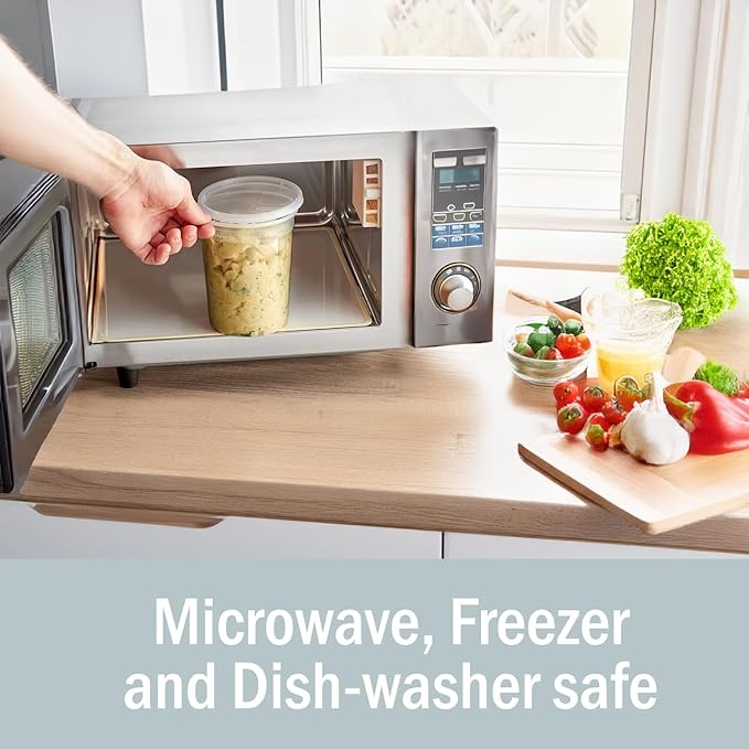 Galashield Deli Containers with Lids 32 oz. [24 Sets] Plastic Soup Containers with lids Deli Cups, To Go Food Containers