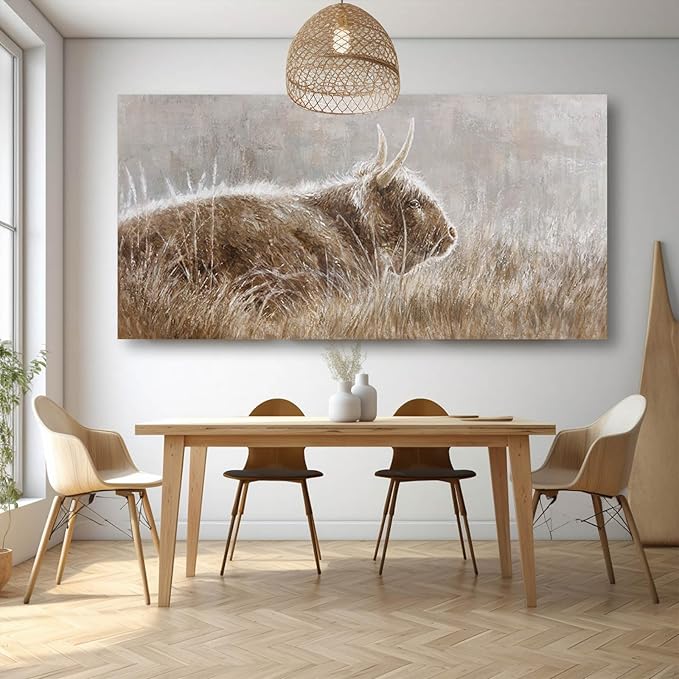 VAYIMDH Country Pictures Wall Decor Cow Canvas Wall Art Contemporary Wall Picture 29"x58" Large Artwork for Living Room Office Decorations