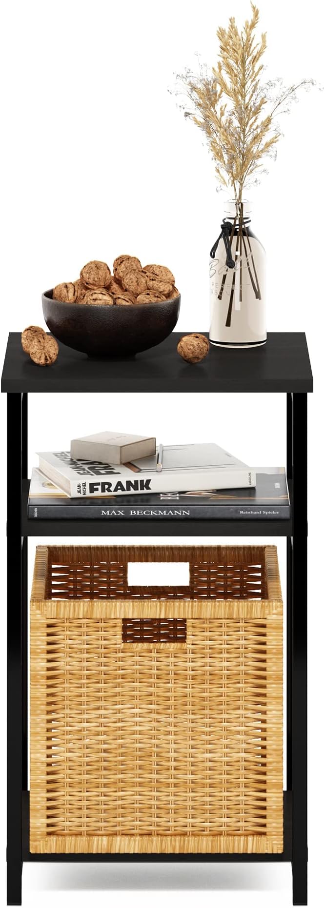 Furinno Just 3-Tier Metal Frame End Table with Storage Shelves, 1-Pack, Espresso