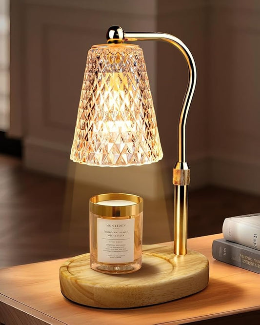 Candle Warmer Lamp with Timer - Electric Candle Lamp Warmer with Dimmer Adjustable Height Lamp Candle Warmers for Small Jar Scented Wax Melts Bulbs Warming Candle Melter with 2 Bulbs for Home