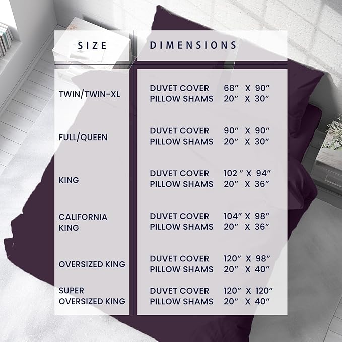 Kotton Culture 120"x120" 3 Pc Super King Plus/Super Oversize King Duvet Cover Set 100% Egyptian Cotton - 600 TC Comforter Cover, Zipper Closure & Corner Ties - Fits Only Extra Large Inserts - Plum