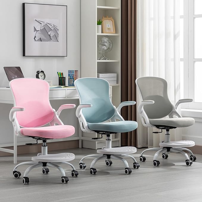 Kids Desk Chair,Ergonomic Study Chair with Adjustable Height,Swivel Mesh Desk Chair with Wheels,Home Office Chair for Children in Home Bedroom Blue