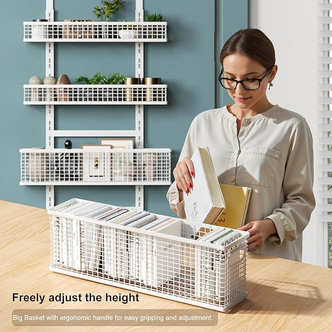 6-Tier Over The Door Pantry Organizer,Hanging Spice Rack,Over Door Adjustable Basket with Handle,Pantry Organization And Storage, Laundry Room,Bathroom,Large Capacity,D5.3xW15.7xH60.9in