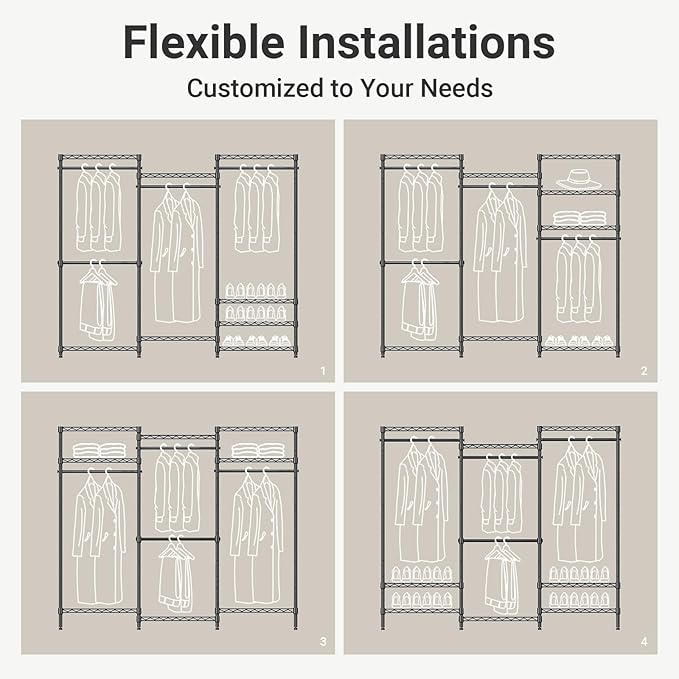 VIPEK V5 Portable Closet Wardrobe Heavy Duty Clothes Rack, Freestanding Metal Clothing Racks Custom Closet Racks with 8 Adjustable Shelves, 68.9" Lx15.7 Wx76.4 H, Max Load 890LBS, Gold