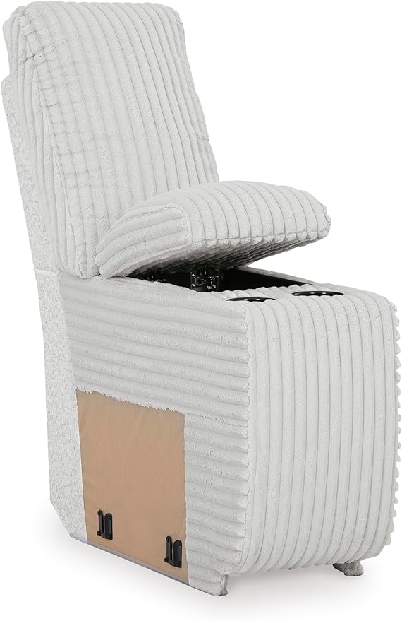 Signature Design by Ashley Top Tier Casual L-Shaped 3-Piece Reclining Sectional Sofa with Chaise, Console Storage and 4 Accent Pillows, White