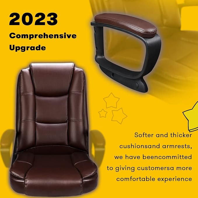 OFIKA Home Office Chair, 400LBS Big and Tall Chair Heavy Duty Design, Ergonomic High Back Cushion Lumbar Back Support, Computer Desk Chair, Adjustable Executive Leather Chair with Armrest