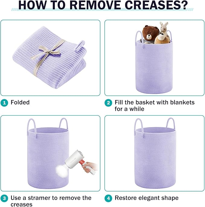 Laundry Hamper Basket, Woven 58L Tall Laundry Basket for Blanket Organizer- Clothes Hamper Baby Nursery Hamper for Blanket Storage in Bedroom