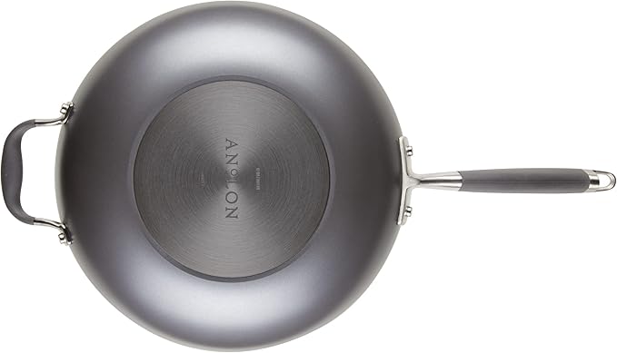 Anolon Advanced Home Hard Anodized Nonstick Pan, Stir Fry w/Helper Handle (12"), Moonstone