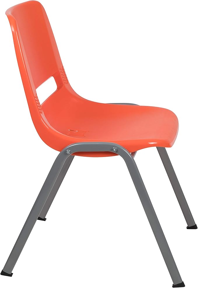 EMMA + OLIVER Orange Ergonomic Shell Student Stack Chair - Classroom Chair/Office Guest Chair