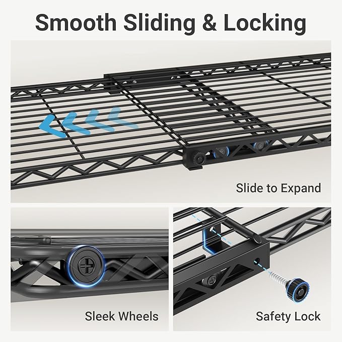 VIPEK X30 Expandable Clothes Rack Adjustable from 5' to 6'11", 950lbs Capacity Heavy Duty Portable Closet with 4 Hanger Rods & 7 Wire Shelves, Metal Wardrobe System for Reach-in Closet, Black