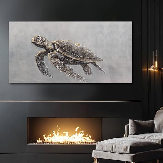 SDYA Minimalist Art Wall Decor Animal Decorative Pictures Black and Brown Art for Walls 24"x48" Artwork for Bedroom Dining Room Decor