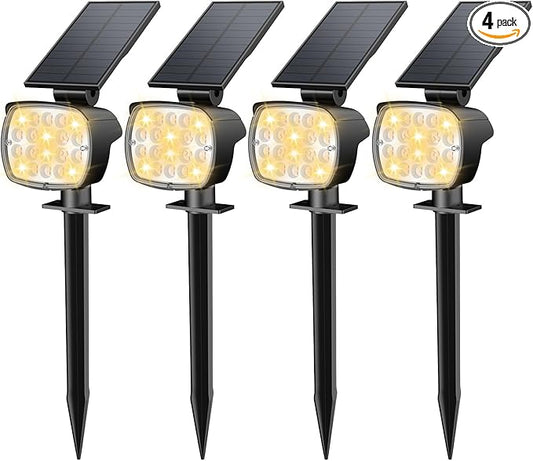 Kaxiida Solar Lights Outdoor Waterproof - 2025 Upgrade 3 Level Ultra Bright Spot Lights Uplights, LED Landscape Spotlight for Tree, Pathway, Wall, Adjustable Solar Panel Auto On/Off