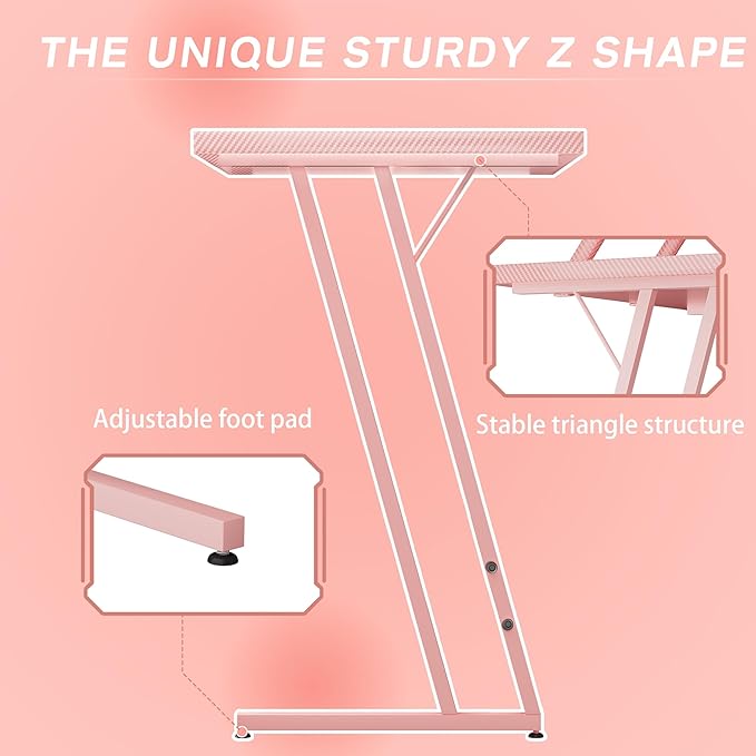 Homall Pink L Shaped Gaming Desk Computer Corner PC Desk Table with Large Monitor Stand for Home Office Studying Writing Workstation, Gift for Girls and Women (Pink, 47 Inch)