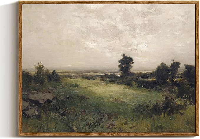 InSimSea Framed Canvas Wall Art Vintage Decor, Wilderness Landscape Painting Pictures for Bedroom Wall Decor, Vintage Wall Art for Living Room, Wall Art Farmhouse Dining Room Decor, 12"x16"