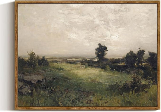 InSimSea Framed Canvas Wall Art Vintage Decor, Wilderness Landscape Painting Pictures for Bedroom Wall Decor, Vintage Wall Art for Living Room, Wall Art Farmhouse Dining Room Decor, 12"x16"