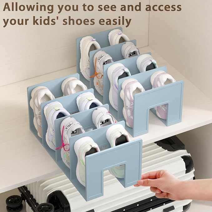 Kids Shoe Rack - 2 Pack Shoe Organizer for Toddlers & Children, Space-Saving Nursery Shoe Storage Shelf, Small Baby Shoes Display Rack for Closet/Entryway, for Desk File Book Organizer(Blue)