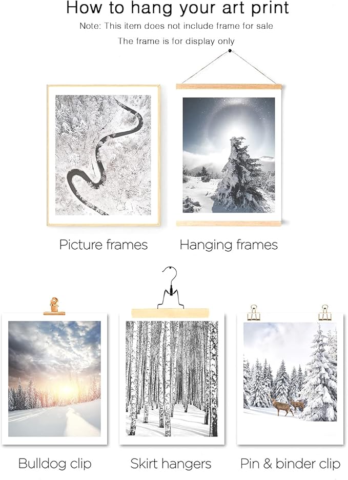 HoozGee Winter Wall Art Prints Set of 6 Canvas Print Artwork Sun Poster Ice Lake Snow Forest Frost Deer Pictures Photography Photo Bedroom Art Wall Decor (11"x14" UNFRAMED, Winter Art)