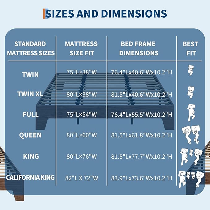 Garvee Wood Platform Bed Frame, Full Size Bed Frame, Wood Slat Support, No Box Spring Needed, Easy Assembly, Noise-Free Design, Underbed Space for Storage