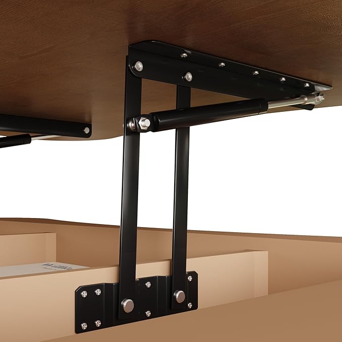 42.5'' Modern Lift Top Coffee Table for Living Room, Solid Wood Center Table, Fluted Panel Design, Storage Compartments, 42.5x27.2 Inch Surface, Hydraulic Lift Mechanism, Easy Assembly (Walnut)