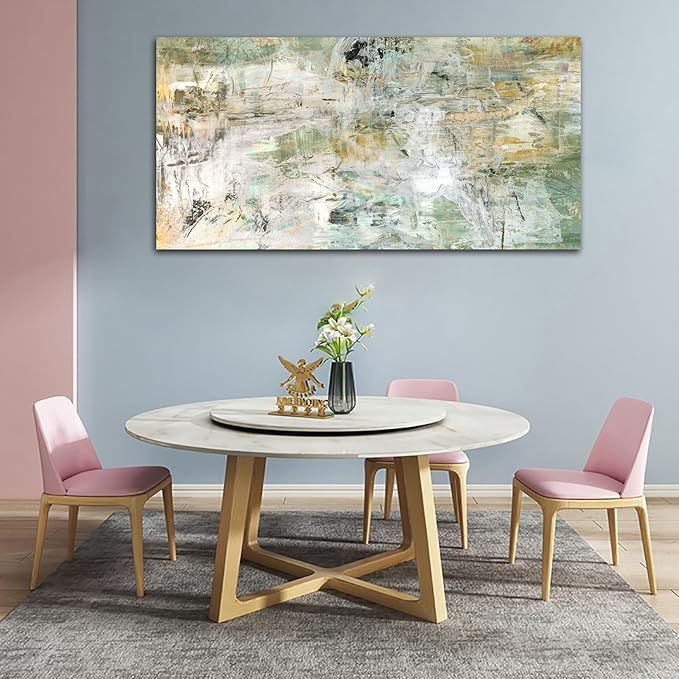 NINEASO Brown Green Abstract Wall Art - Unearthed World Abstract Canvas Pictures Wall Decor Modern Abstract Canvas Painting Artwork for Living Room Bedroom Home Office Wall Decorations 29" x 58"