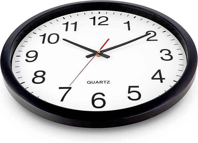 Bernhard Products Black Wall Clock Silent Non Ticking - XL 18 Inch Quality Quartz Battery Operated Round Easy to Read Home/Office/Classroom/School Clock