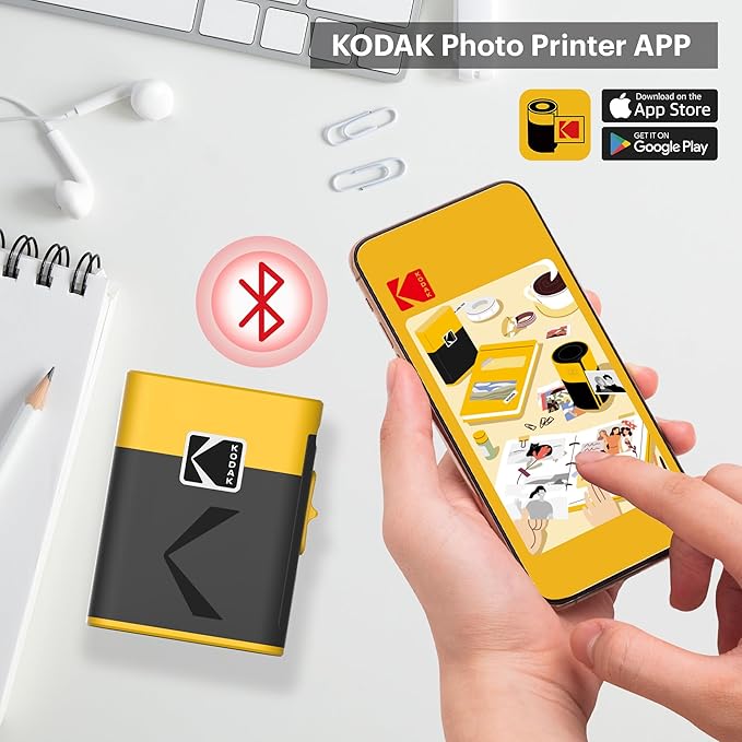 KODAK Label ERA Label Maker Machine, Yellow (Label Printer with 1 Roll Sticker Label)