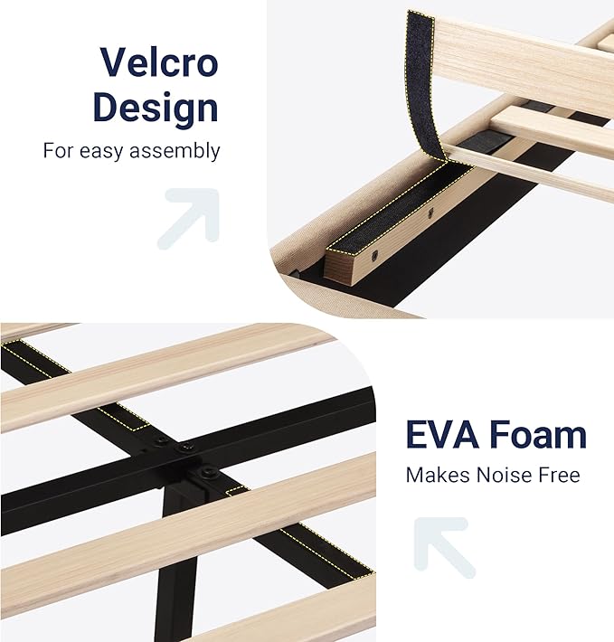 Allewie Queen Size Platform Bed Frame with Fabric Upholstered Headboard and Wooden Slats Support, Fully Upholstered Mattress Foundation/No Box Spring Needed/Easy Assembly, Beige