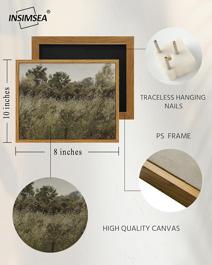 InSimSea Framed Canvas Wall Art Vintage Decor, Small Canvas Wall Art, Living Room Desk Decor, Vintage Farmhouse Wall Decor for Bedroom Living Room, Ready to Hang Wall Artwork, 8"x10"