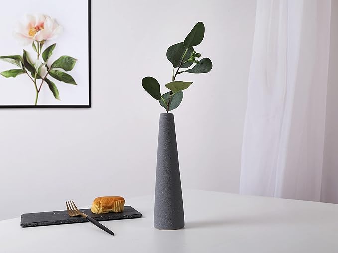 Ceramic Vase, Modern Home Decor Ceramic Vase, Frosted Porcelain Vase, Grey Minimalist Vase,Living Room Decoration，Ideal Shelf, Best Decoration. (Grey)
